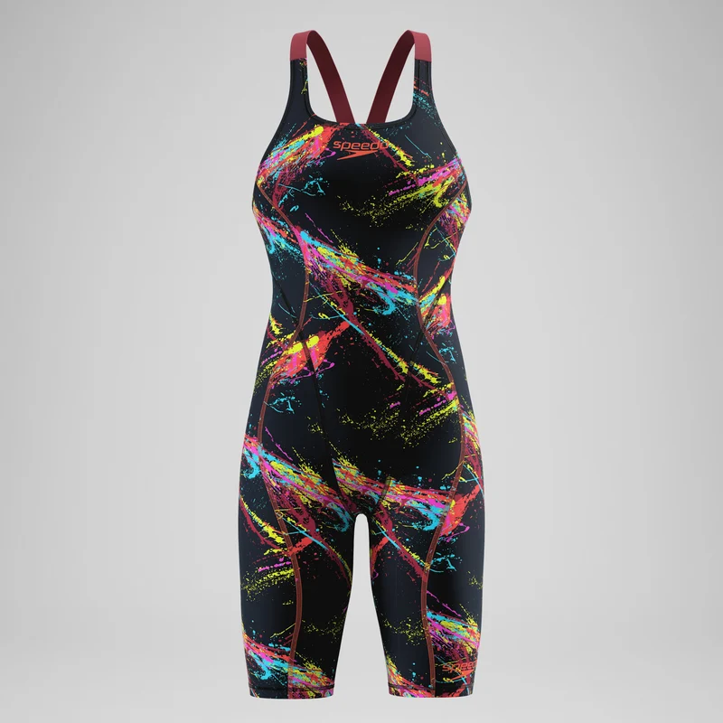 Female Fastskin HyperSpark Printed Openback Kneeskin Black/Red
