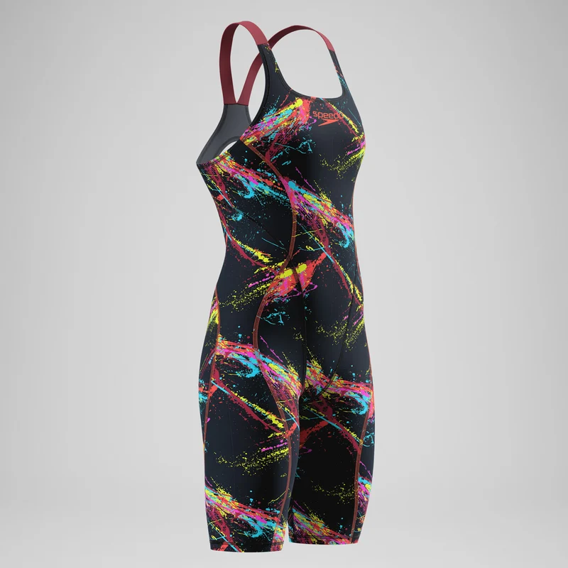 Female Fastskin HyperSpark Printed Openback Kneeskin Black/Red