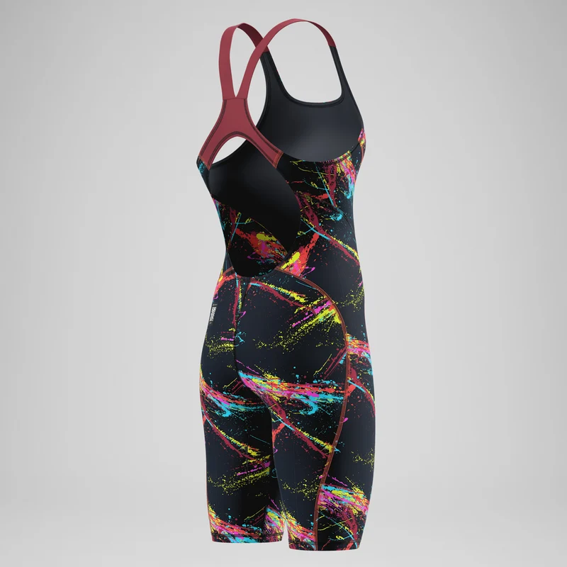 Female Fastskin HyperSpark Printed Openback Kneeskin Black/Red