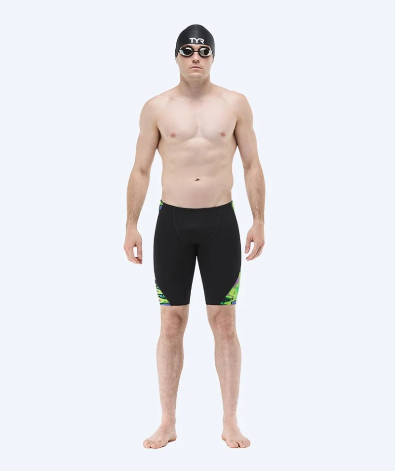 TYR lange Badehose für Herren - Blade Splice Flux - Schwarz/Grün