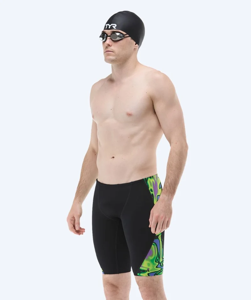 TYR lange Badehose für Herren - Blade Splice Flux - Schwarz/Grün