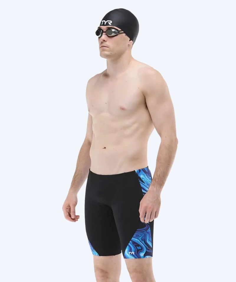 TYR lange Badehose für Herren - Blade Splice Olea - Schwarz/Blau