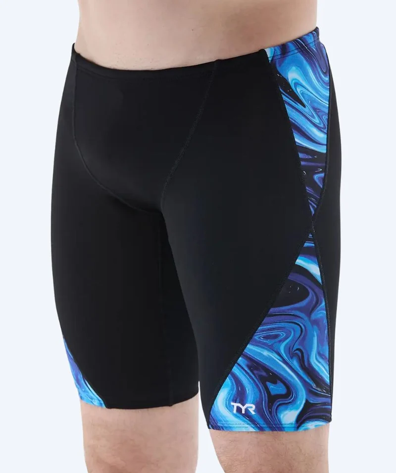 TYR lange Badehose für Herren - Blade Splice Olea - Schwarz/Blau