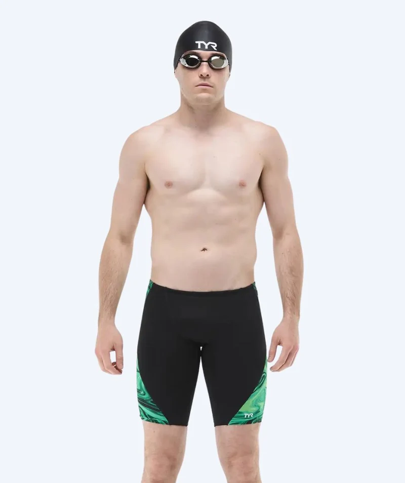 TYR lange Badehose für Herren - Blade Splice Olea - Schwarz/Grün