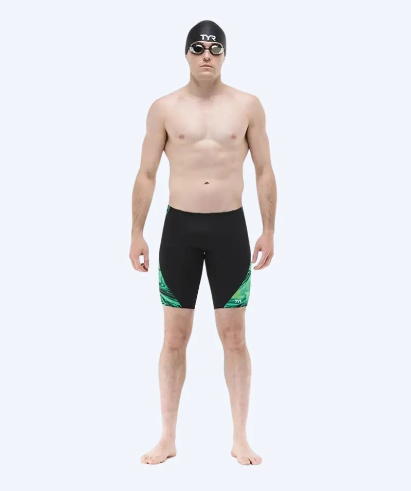 TYR lange Badehose für Herren - Blade Splice Olea - Schwarz/Grün