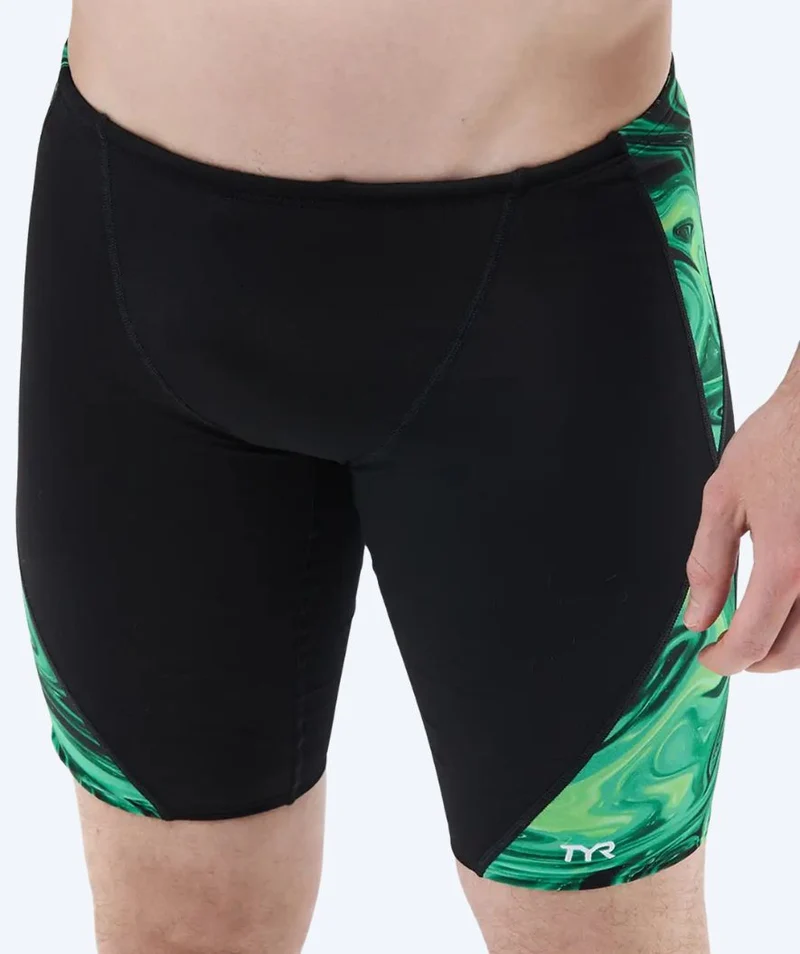 TYR lange Badehose für Herren - Blade Splice Olea - Schwarz/Grün
