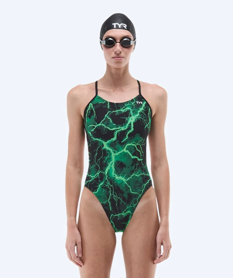 TYR Badeanzug für Damen - Durafast Elite Cutoutfit Arterix - Grün/Schwarz