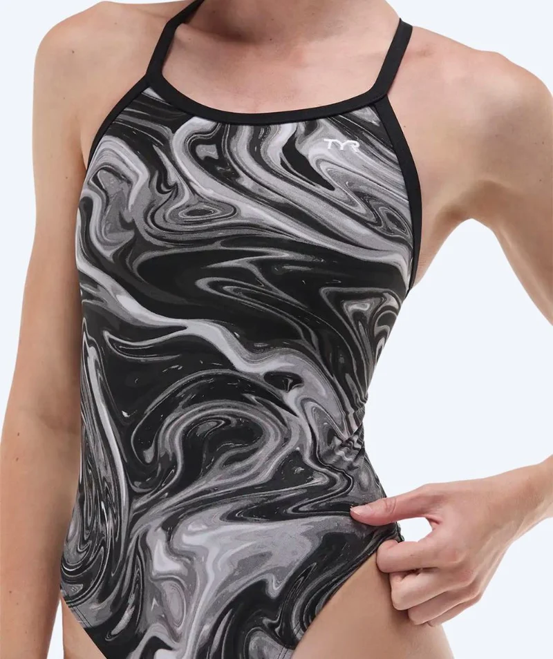 TYR Badeanzug für Damen - Durafast Elite Diamondfit Olea - Grau/Schwarz