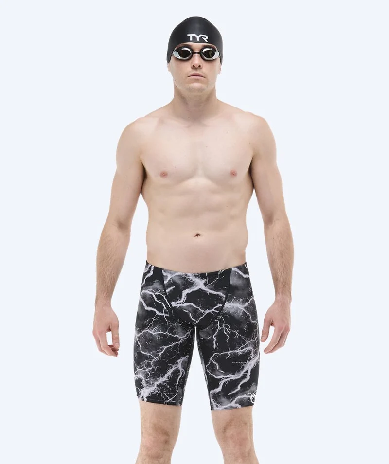 TYR lange Badehose für Herren - Durafast Elite Arterix - Grau/Schwarz