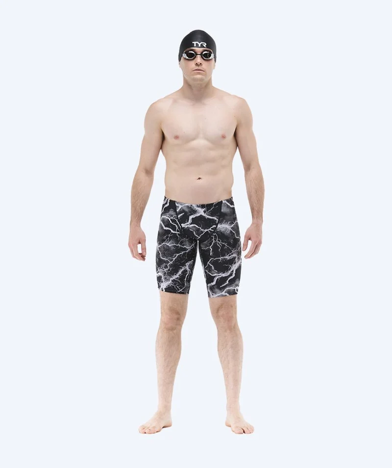 TYR lange Badehose für Herren - Durafast Elite Arterix - Grau/Schwarz