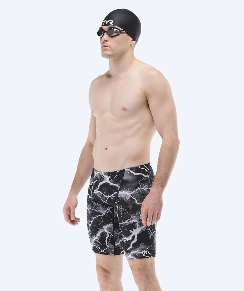 TYR lange Badehose für Herren - Durafast Elite Arterix - Grau/Schwarz