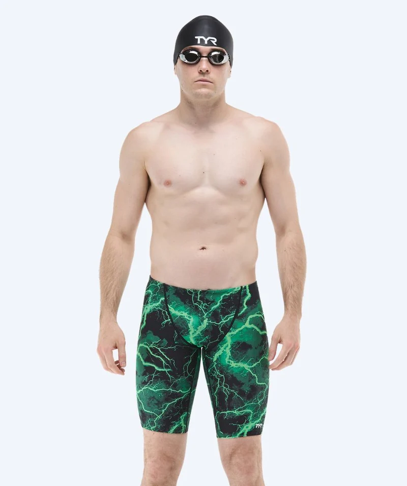 TYR lange Badehose für Herren - Durafast Elite Arterix - Grün/Schwarz