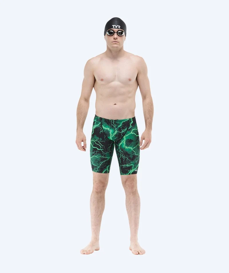 TYR lange Badehose für Herren - Durafast Elite Arterix - Grün/Schwarz