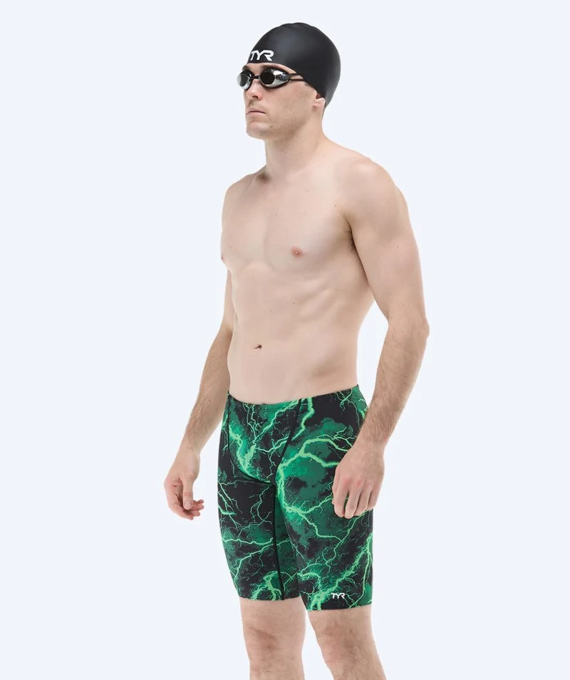 TYR lange Badehose für Herren - Durafast Elite Arterix - Grün/Schwarz
