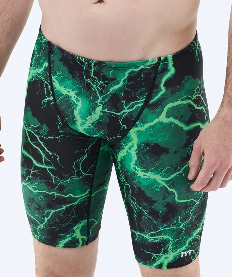 TYR lange Badehose für Herren - Durafast Elite Arterix - Grün/Schwarz