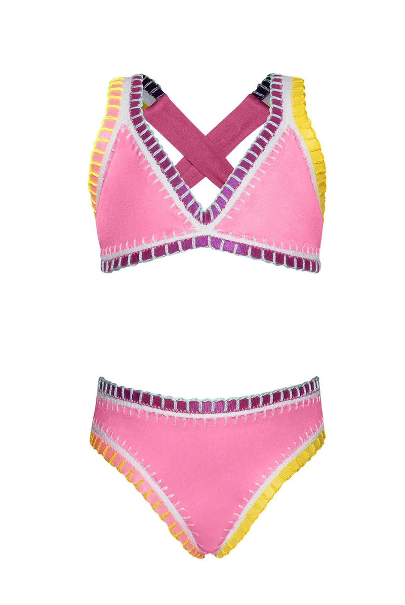 PQ Swim Kids Ultraviolet Rainbow Geborduurd Bikini | Meisjes Paars