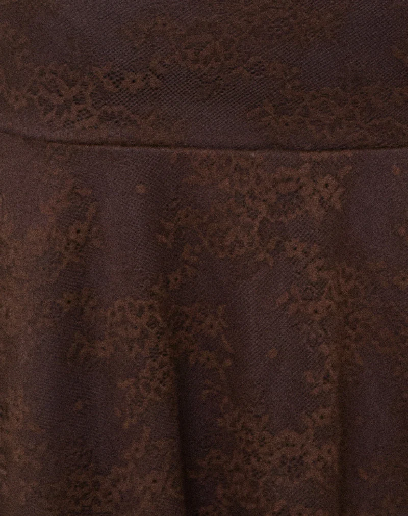 Velanie Drape Minirock aus Spitze in der Farbe „Chocolate“