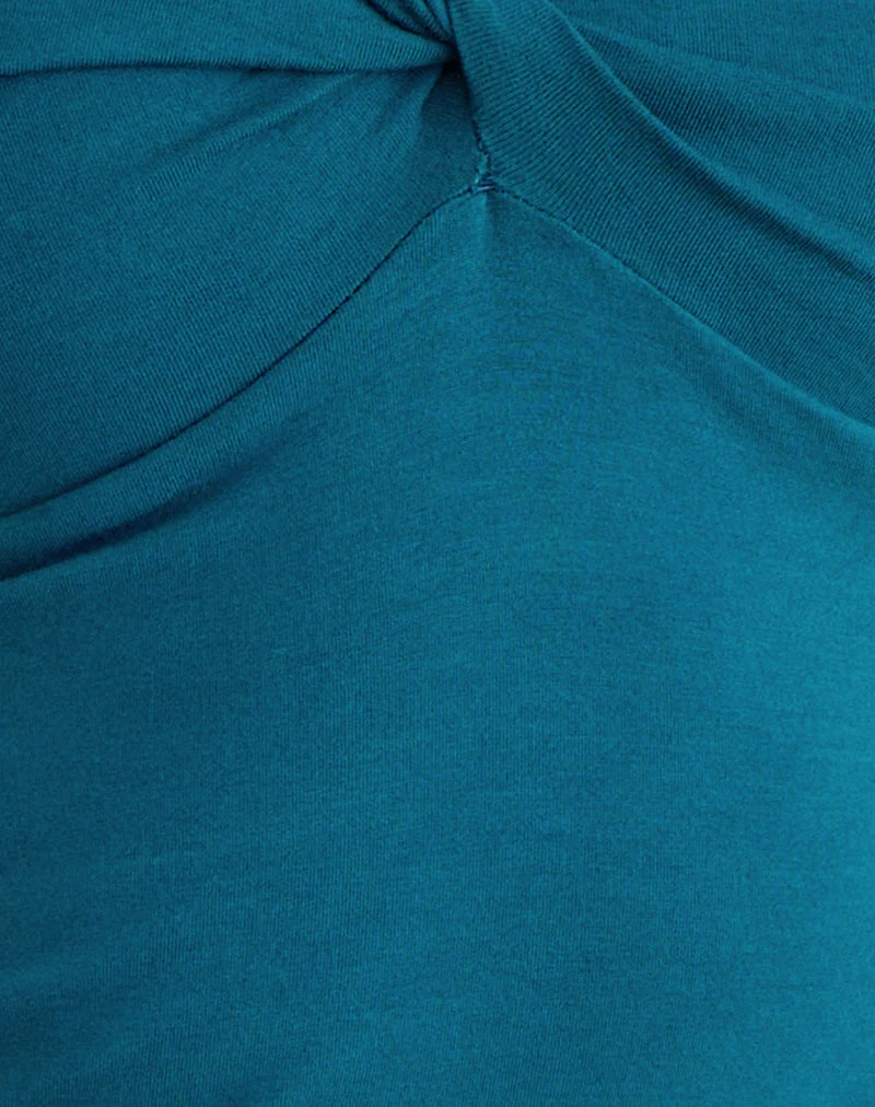 Bethany Twist-Top aus Rayon-Jersey in Dunkelblaugrün