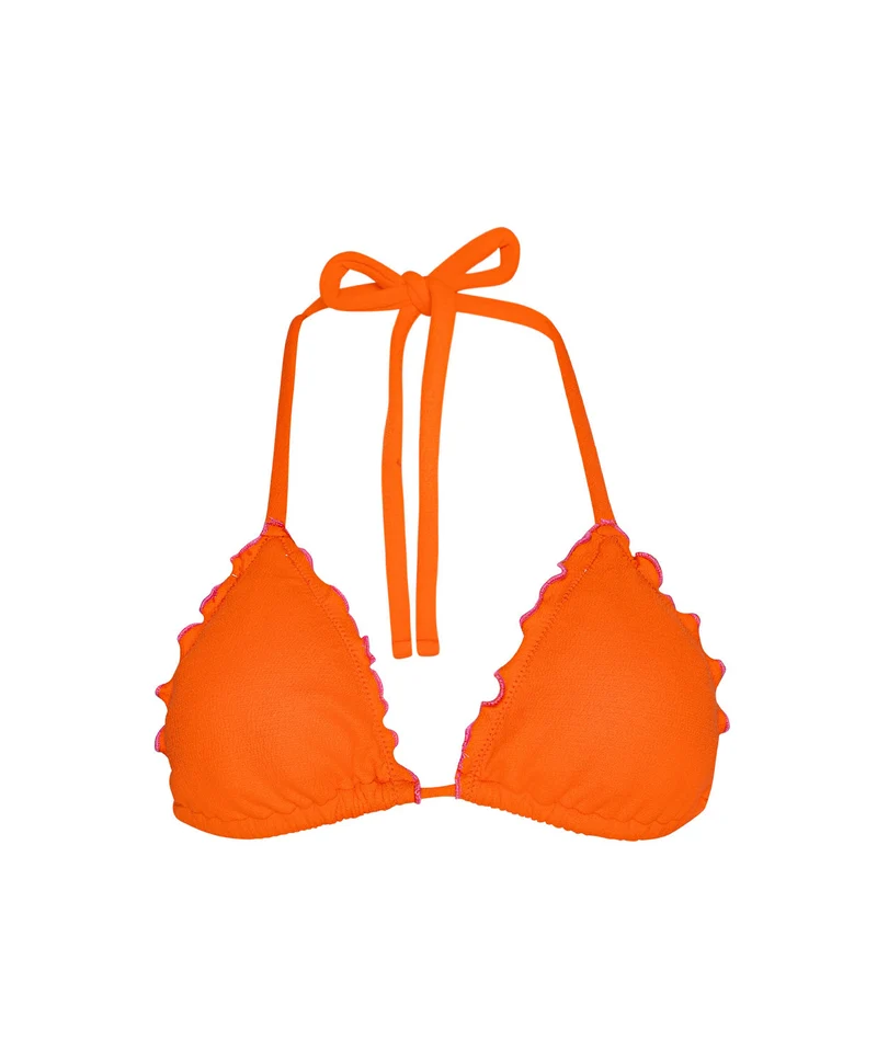 Paloma Lettuce Edge Triangle Bikini Top PQ Swim | Oranje Roze Zomer