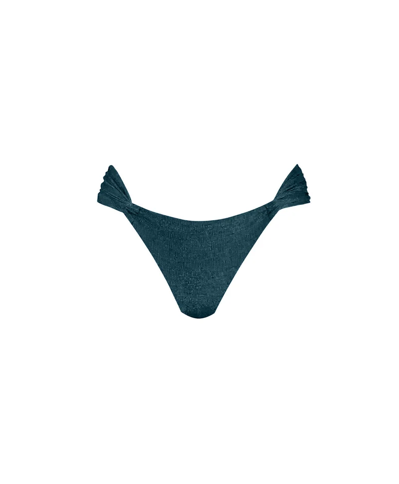 Cosmic Fanned Bikini Broekje PQ Swim | Blauw Metallic Kant Hip Model