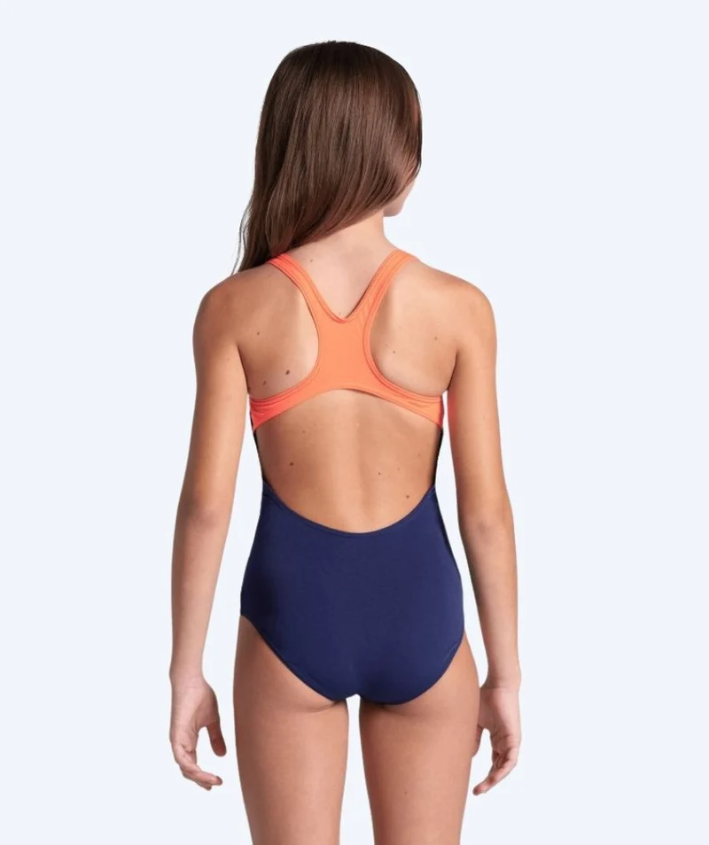 Arena Badeanzug für Mädchen - Reflecting Swim Pro Back - Dunkelblau/Hellrosa