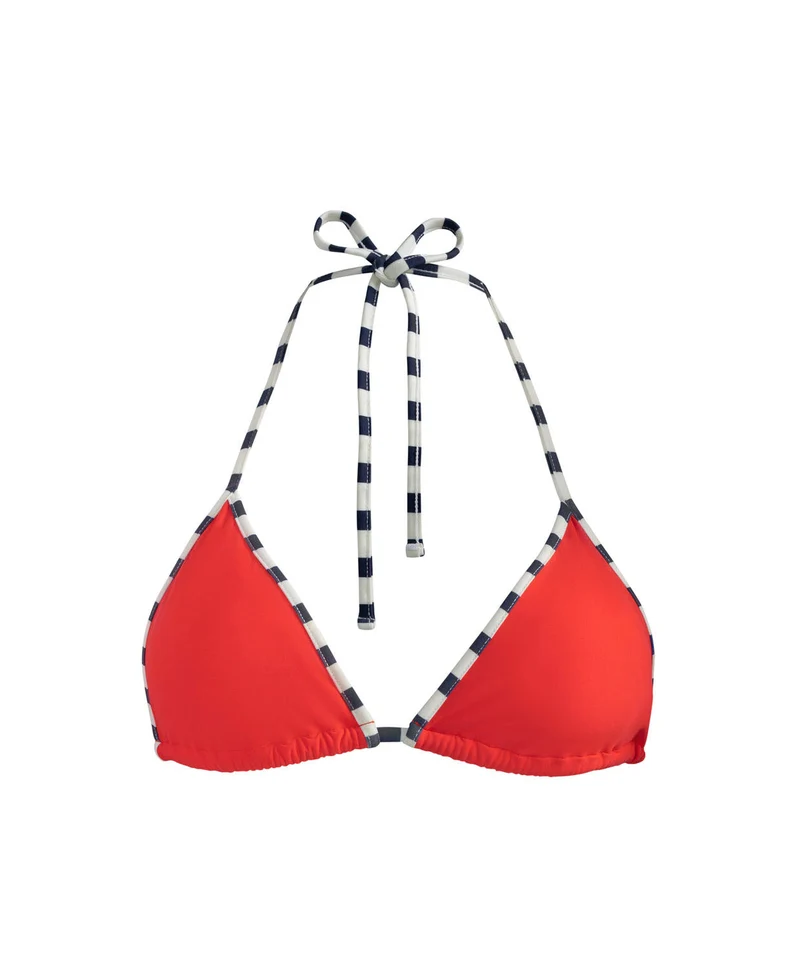 Sunset Waves Thea Triangle Bikini Top PQ Swim | Rood Contrastpiping