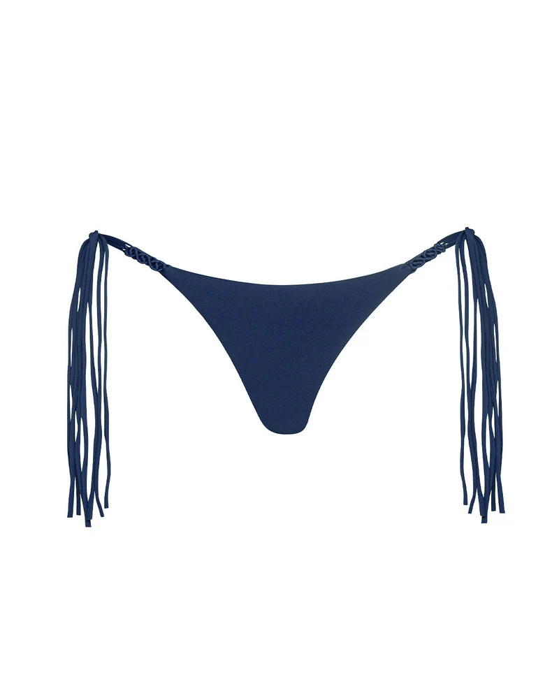 Navy Mila Tie Side Bikini Broekje PQ Swim | Handgeweven Macramé