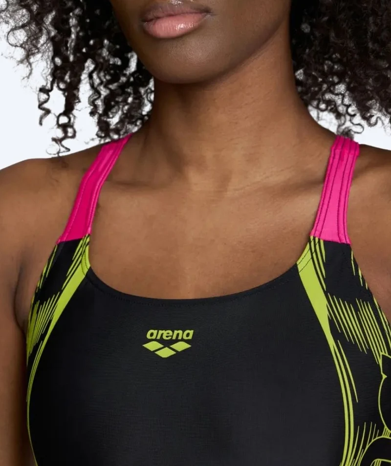 Arena Badeanzug für Damen - Swim Pro Back Graphic - Schwarz/Gelb