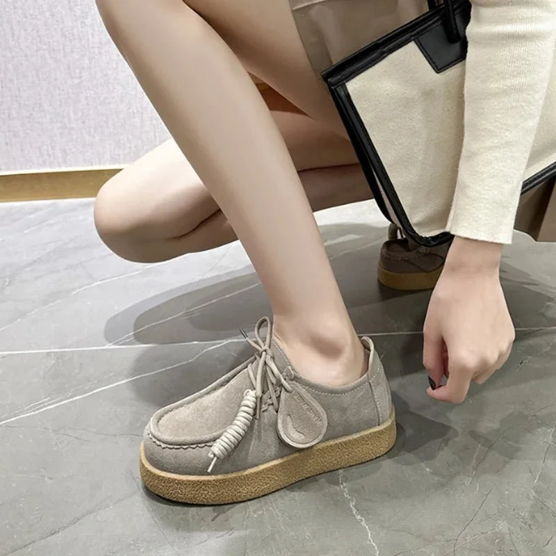 AIYUQI 2026 Damen-Loafer aus echtem Leder, flache Schnürschuhe, große Größe