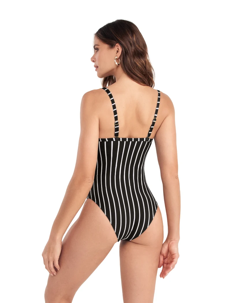 Push-Up Badpak Dames Corrigerend | Zwart-Wit Gestreept Saman