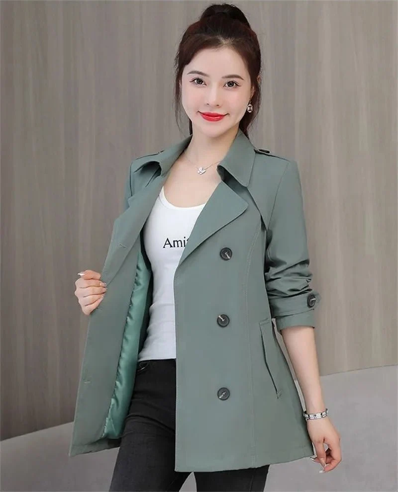 Neue Damen-Windjacke für den Frühling – zweireihiger Stil