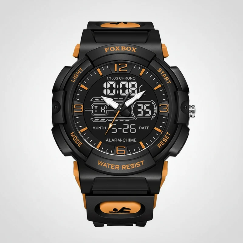 LIGE Wasserdichte Armbanduhr - Herrenuhr, 50 m wasserdicht, LCD-Dual-Display, Quarzuhr