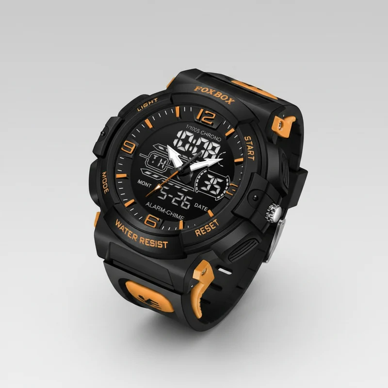 LIGE Wasserdichte Armbanduhr - Herrenuhr, 50 m wasserdicht, LCD-Dual-Display, Quarzuhr