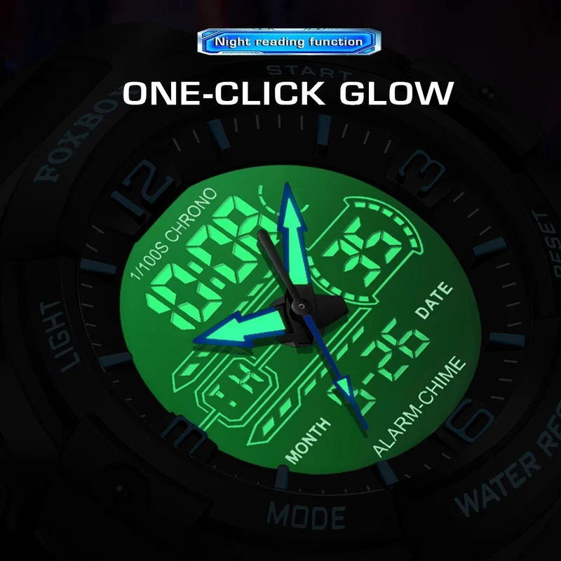 LIGE Wasserdichte Armbanduhr - Herrenuhr, 50 m wasserdicht, LCD-Dual-Display, Quarzuhr