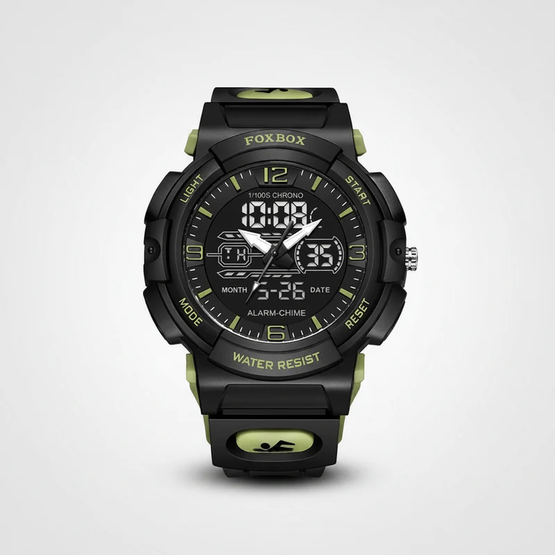 LIGE Wasserdichte Armbanduhr - Herrenuhr, 50 m wasserdicht, LCD-Dual-Display, Quarzuhr