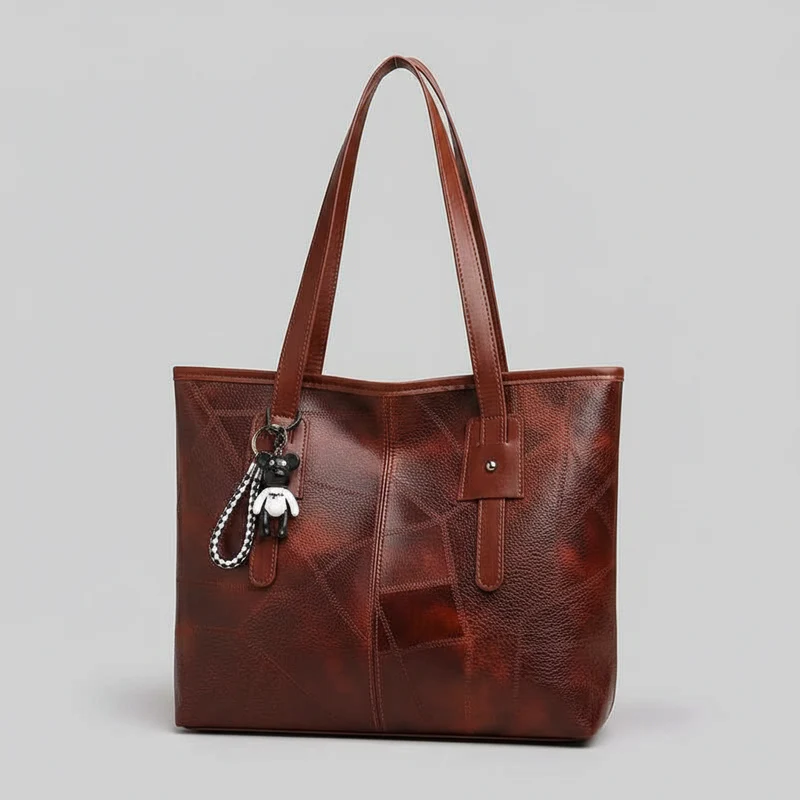 Trendige, geräumige Tragetasche für Damen – horizontale, quadratische Handtasche mit Reißverschluss, die über der Schulter getragen werden kann.