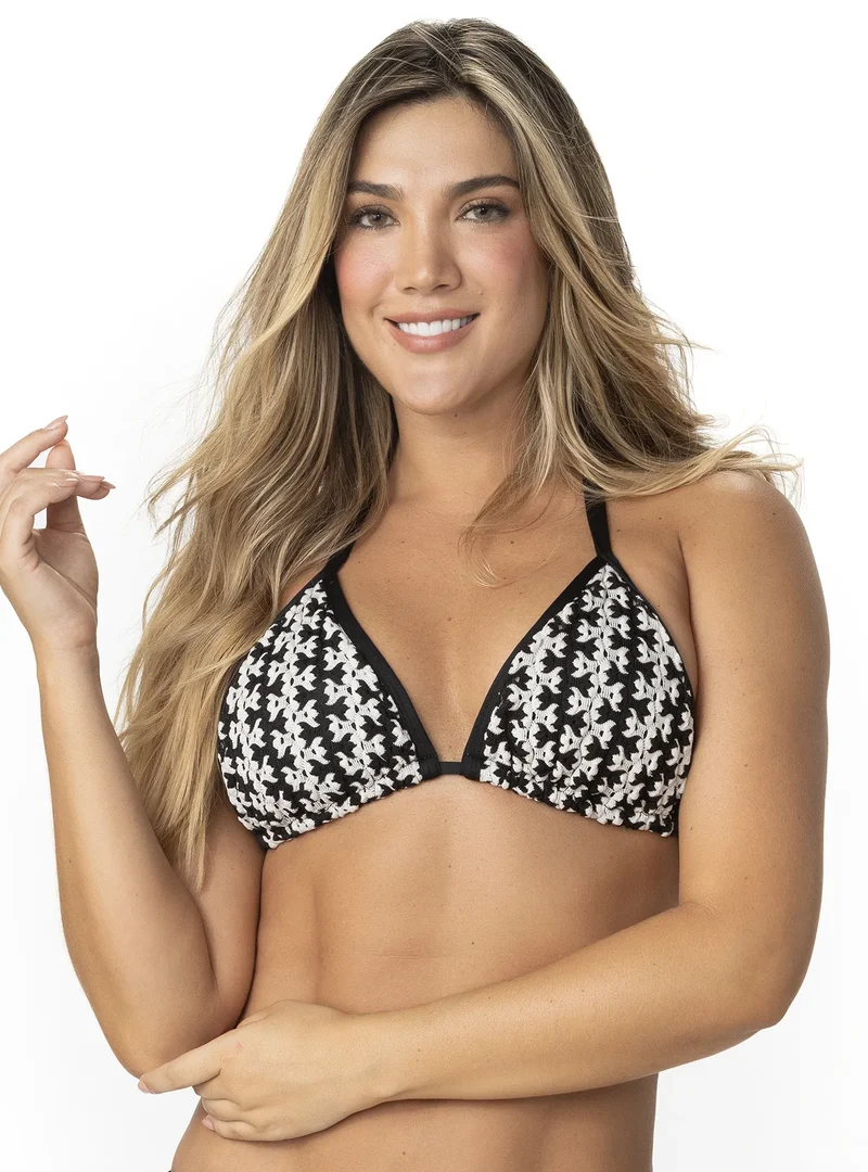 Zwarte Crochet Bikini Top Garotas | Handgemaakt Haakwerk Uitneembare Cups
