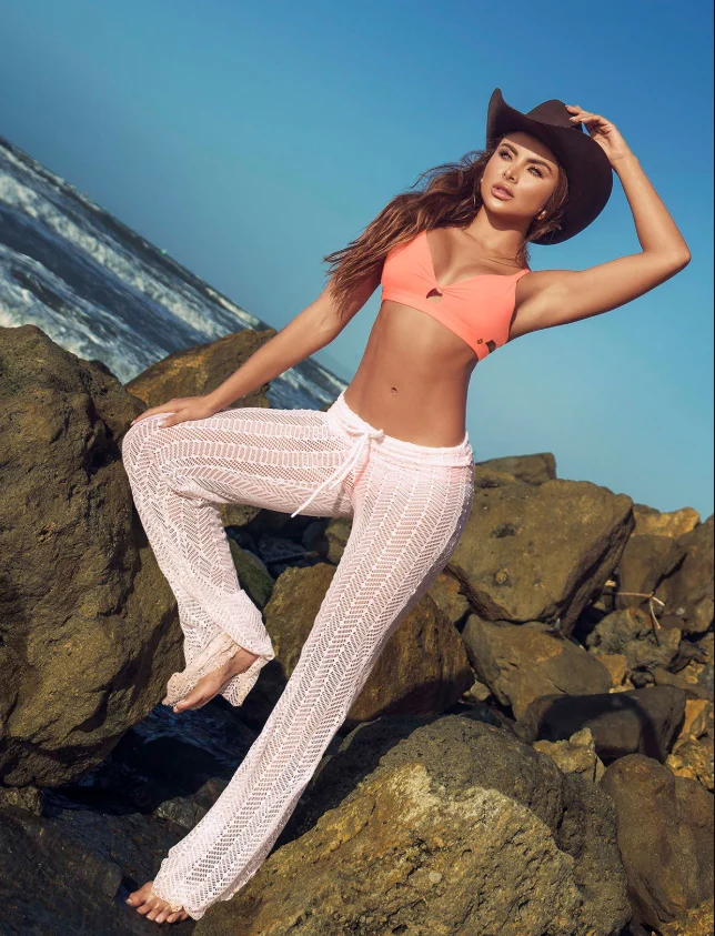 Witte Strandbroek Dames | Doorschijnende Mesh Beach Cover-Up