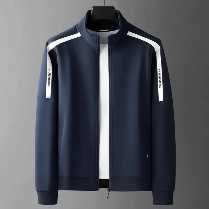 Sportanzug-Set für Herren aus Baumwolle – Stilvolles Sweatshirt mit Stehkragen und lässige Strickjackenhose