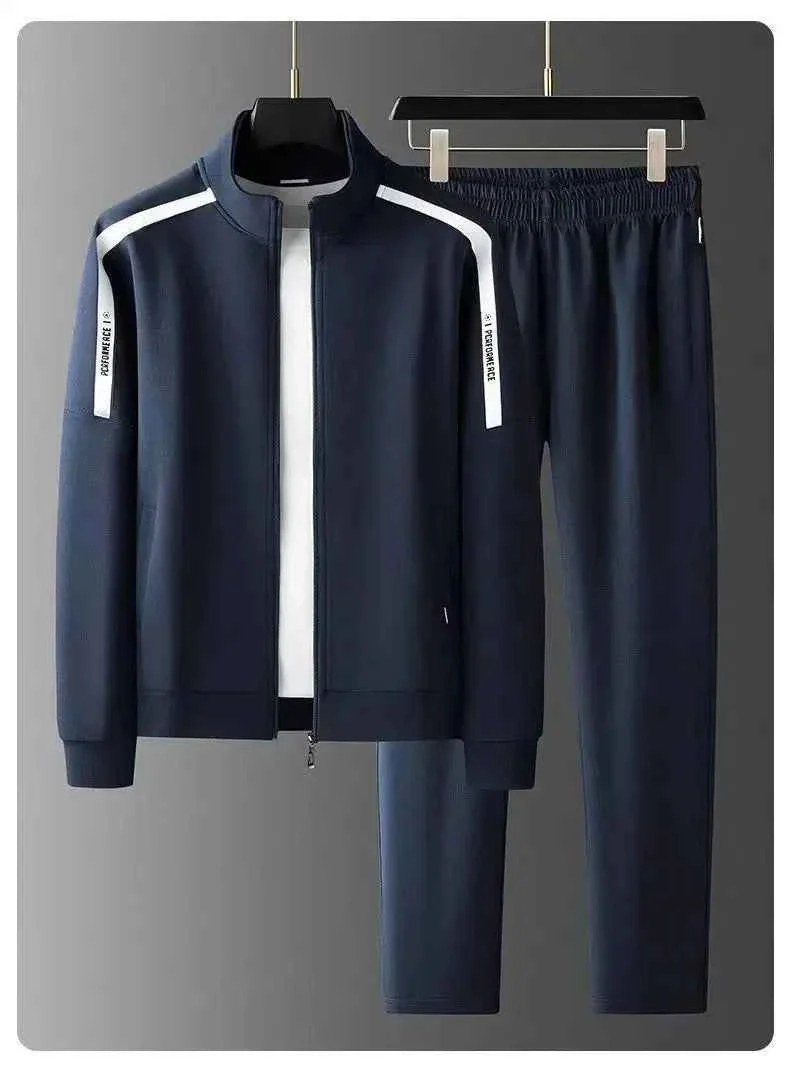 Sportanzug-Set für Herren aus Baumwolle – Stilvolles Sweatshirt mit Stehkragen und lässige Strickjackenhose