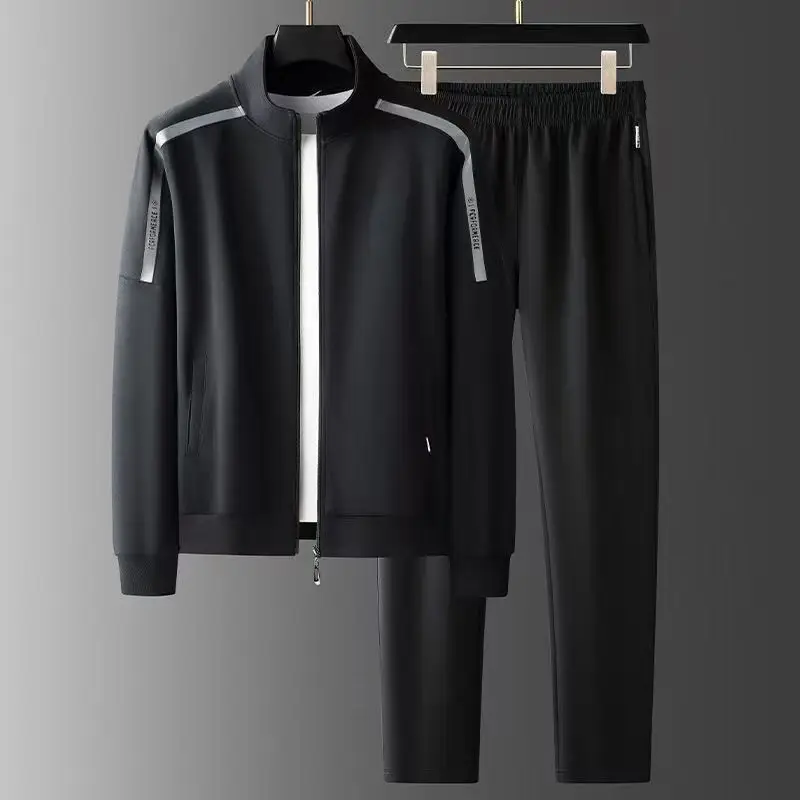 Sportanzug-Set für Herren aus Baumwolle – Stilvolles Sweatshirt mit Stehkragen und lässige Strickjackenhose