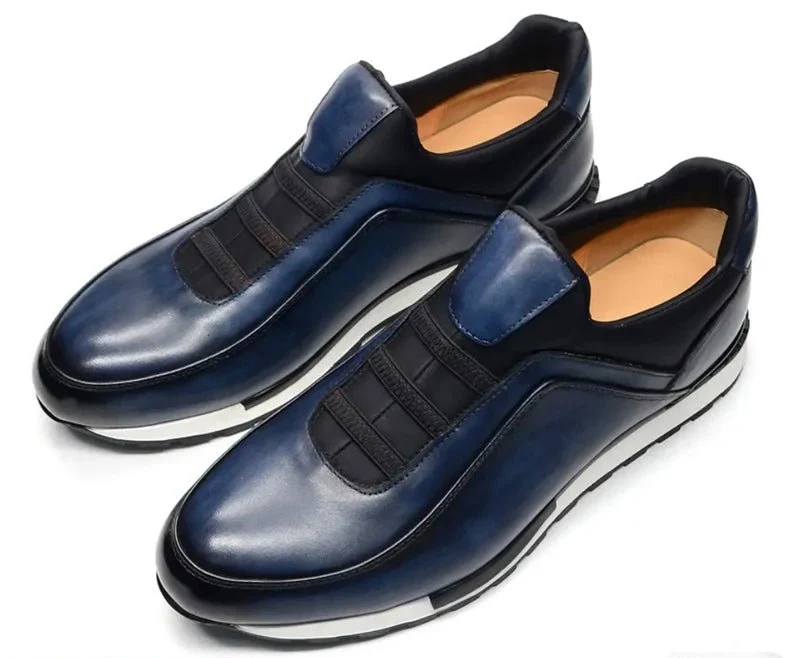 Herren-Sneaker aus Leder – Schnürschuhe aus echtem Leder mit runder Zehenpartie