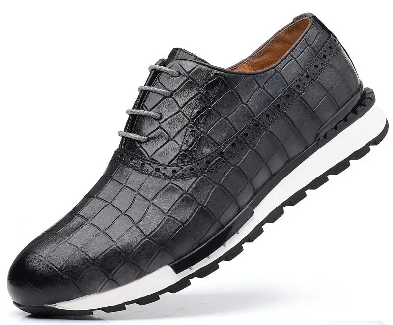 Luxuriöse Sneaker aus echtem Leder, kariertes Webmuster, Schnürschuhe, Herren-Oxford-Schuhe für Frühling/Herbst 2025