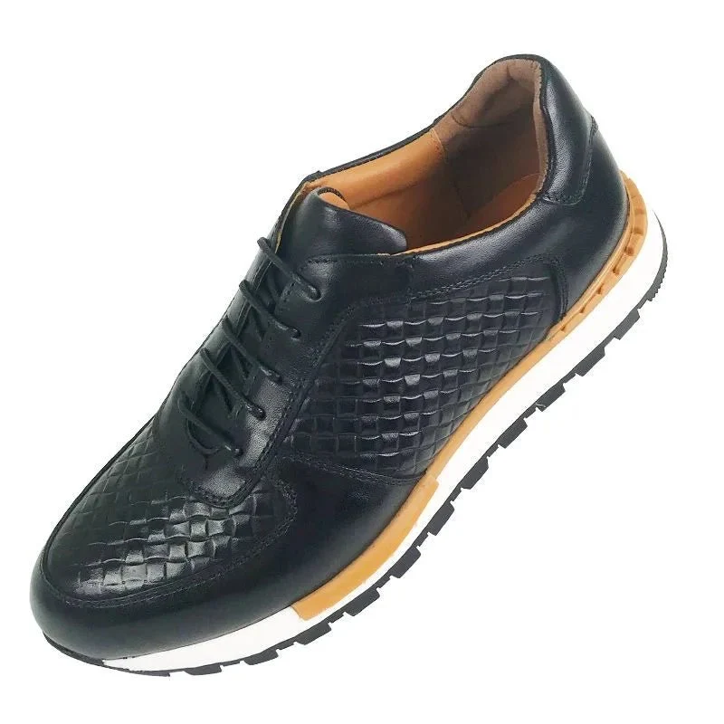 Luxuriöse Sneaker aus echtem Leder, kariertes Webmuster, Schnürschuhe, Herren-Oxford-Schuhe für Frühling/Herbst 2025