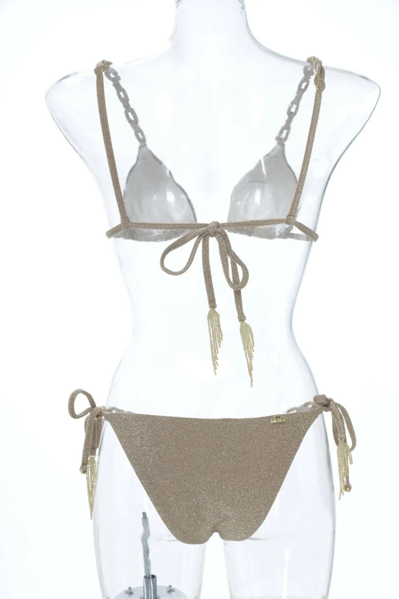 Gouden Bikini Set Milonga | Luxe Metallic Triangel Handgemaakt Colombia