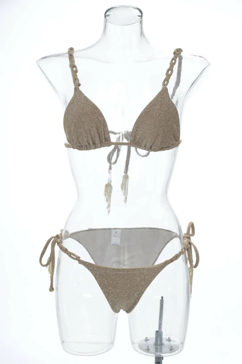 Gouden Bikini Set Milonga | Luxe Metallic Triangel Handgemaakt Colombia