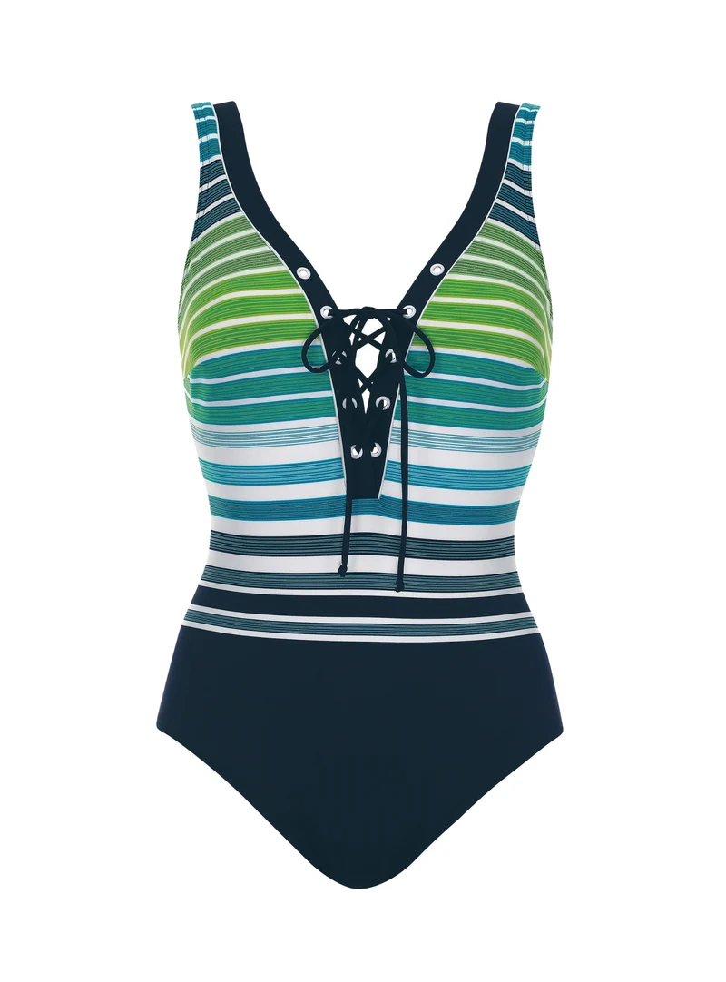 Stripes Lacing Swimsuit