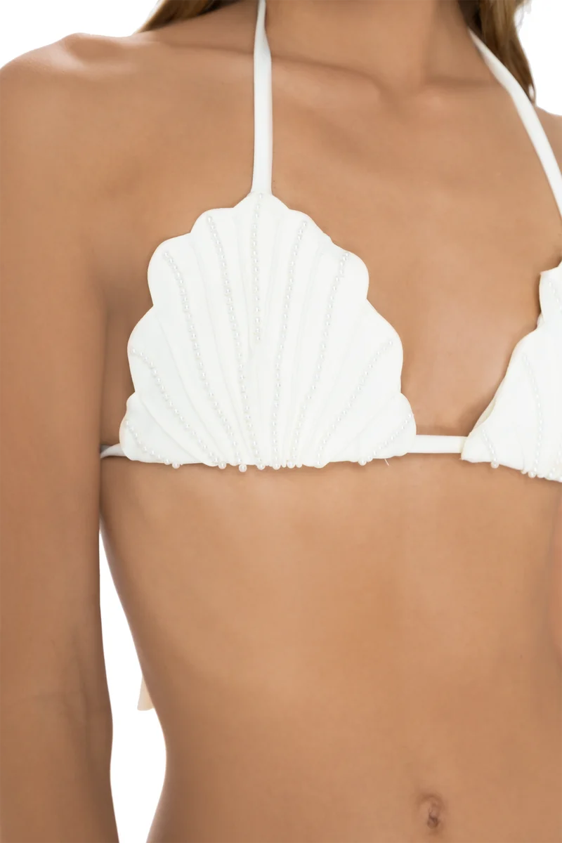 Witte Schelp Bikini Milonga | Handgemaakte Luxe Designer Bikini Colombia