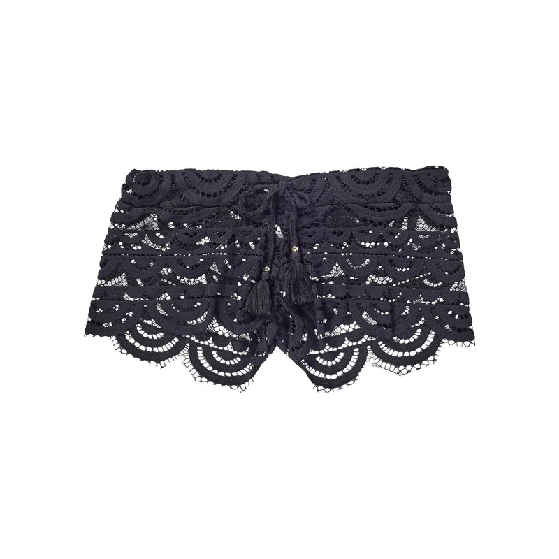 Zwarte Lace Diva Strandshort PQ Swim | 24K Goud Kant Beach Cover-Up