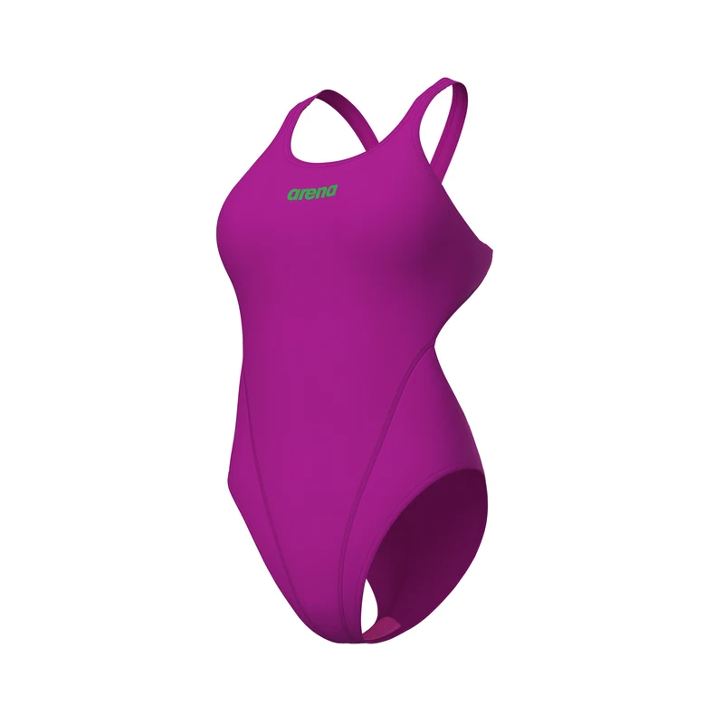 Arena Damen Badeanzug Swim Tech Solid Very fuchsia-Team green